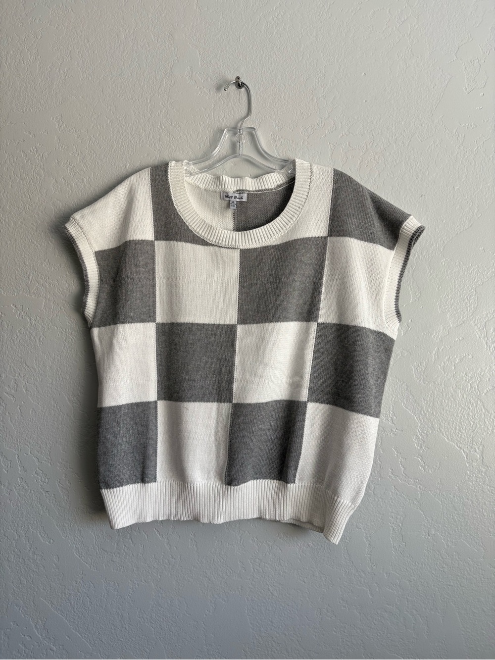 ❤️  NEW Chunky Check Knit Sweater Vest - Gray & White